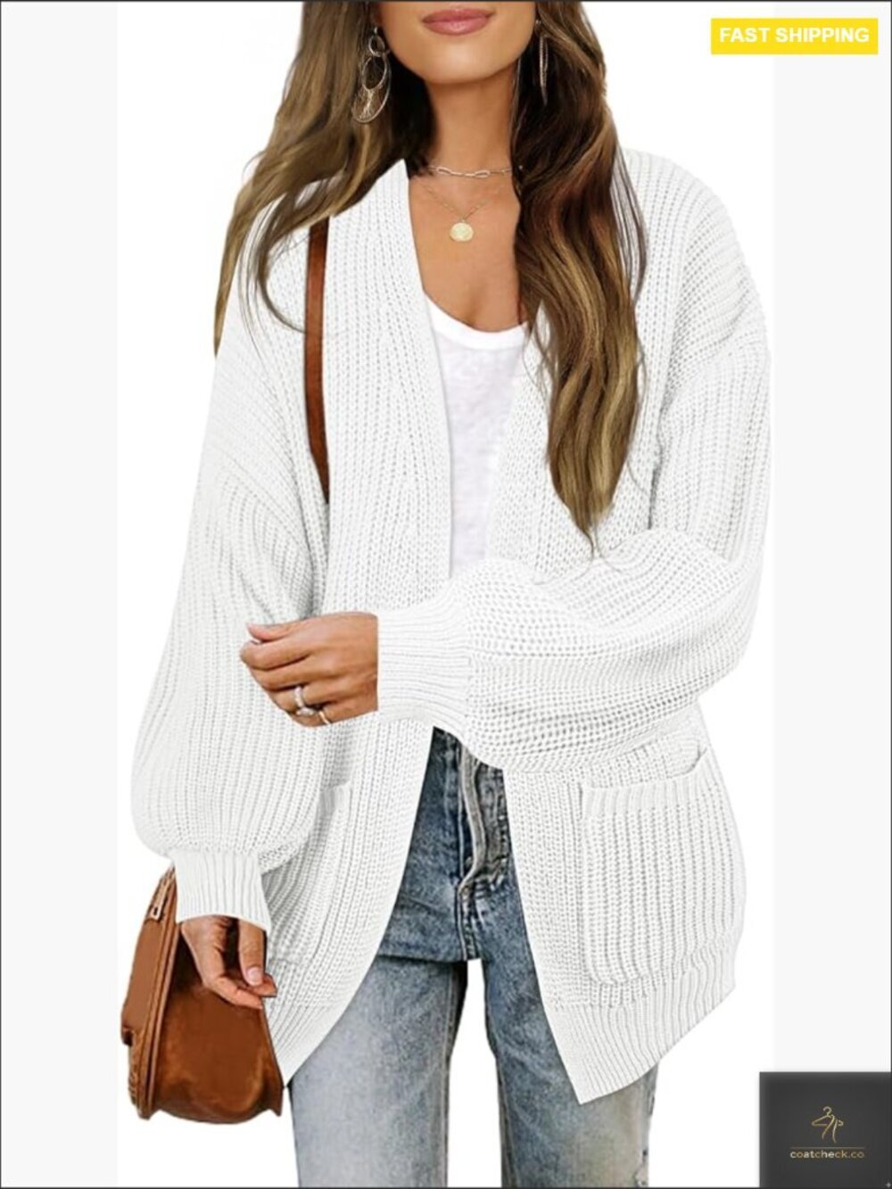 Oversized Chunky Knit Cardigan Sweater for Women Long Sleeve Open Front with